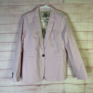 J. Crew Parke NWT Pink White Striped Seersucker Blazer Size 10